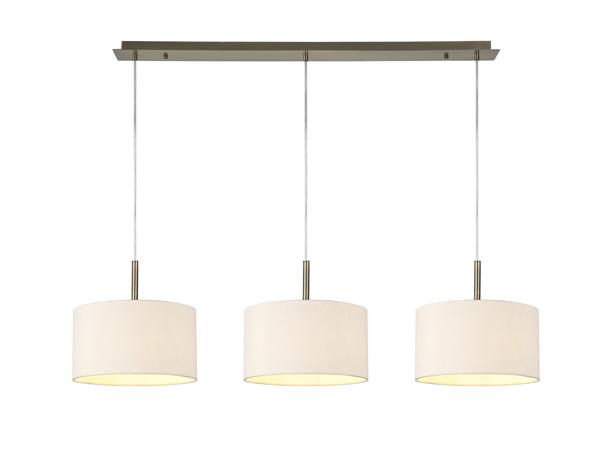 DK0570  Baymont 30cm Shade 3 Light Pendant Antique Brass, Nude Beige/Moonlight